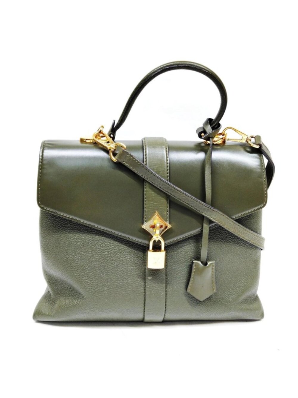 Authentic Louis Vuitton Rose des Vents MM Khaki Leather Satchel Crossbody Bag - Picture 2 of 16